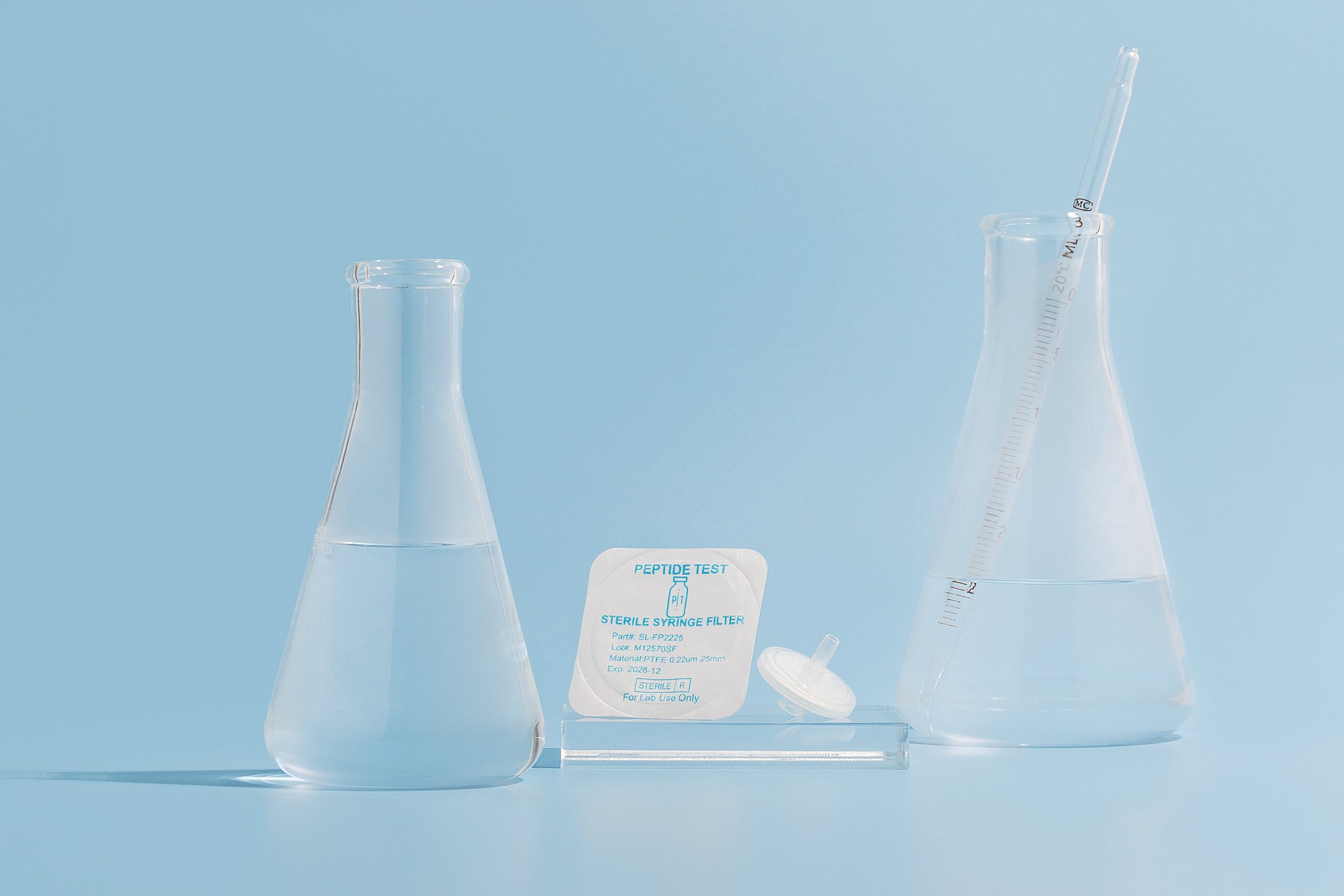PeptideTest Syringe Filter .22μm PTFE 25mm – Sterile Individually Wrapped
